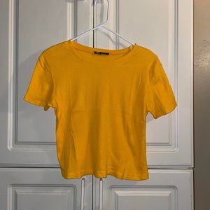 Zara yellow ribbed T-shirt